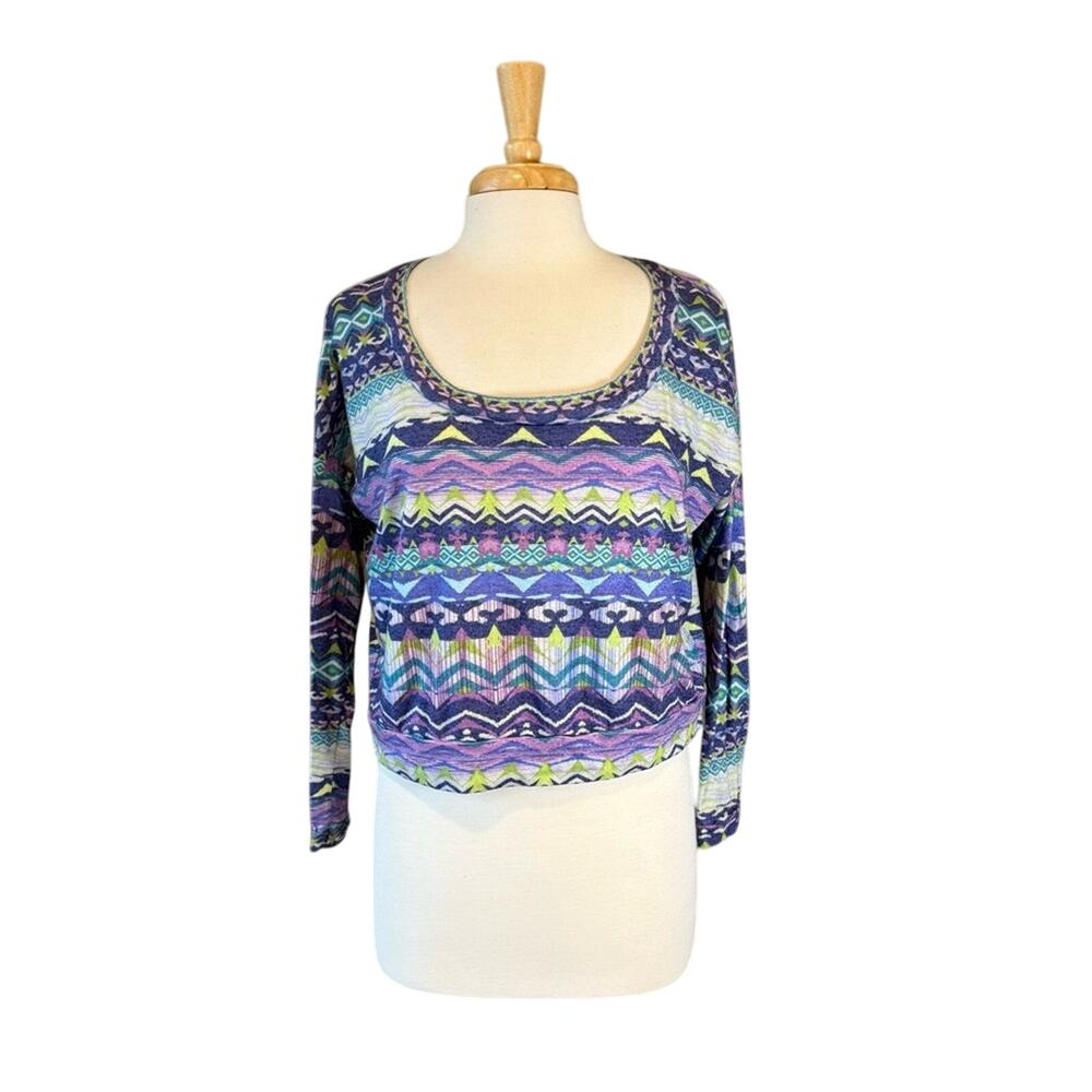 dELiA*s Geometric Multicolor Long Sleeve Top Medium